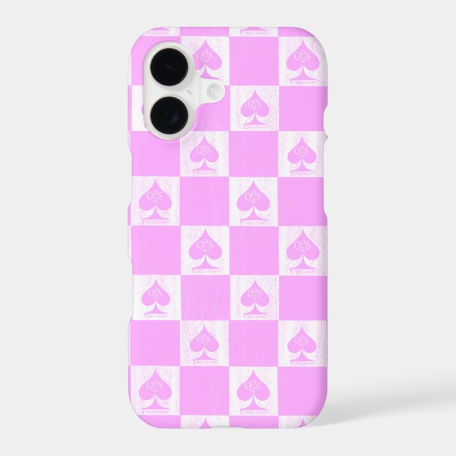Queen of Spades iPhone Case Cute Pink Checkers QoS (Back)