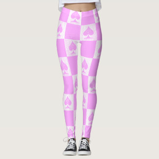 Queen of Spades Leggings Cute Pink Checkers QoS