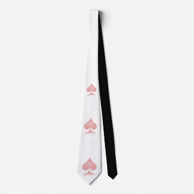 Queen of Spades Neck Tie Pink on White QoS Dreams (Front)