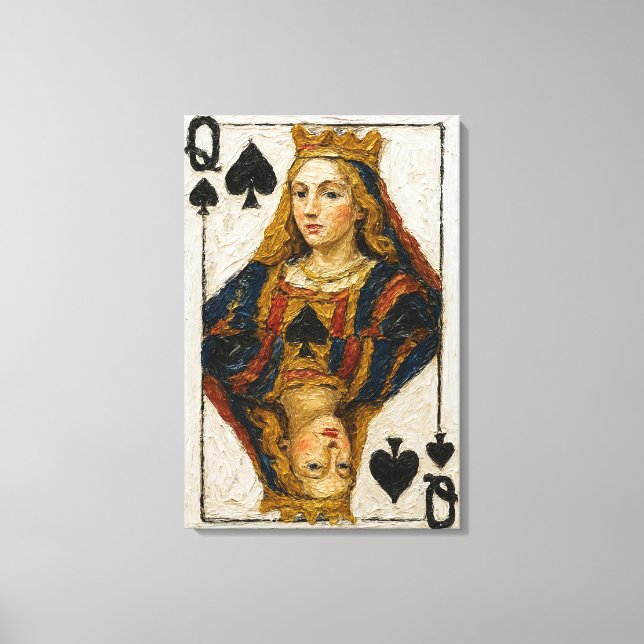 Queen of Spades Oil Painting Canvas Print (Front)