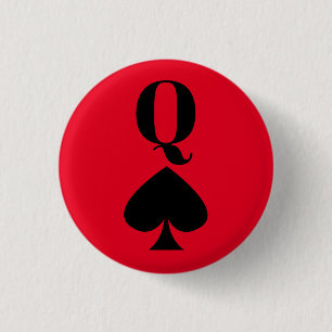 Queen of Spades - Playing Card Symbol Classic 3 Cm Round Badge