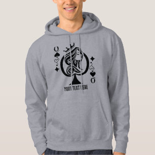 Queen of Spades playing card symbol with elegant Hoodie
