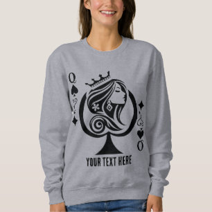 Queen of Spades playing card symbol with elegant Sweatshirt