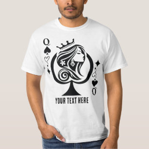Queen of Spades playing card symbol with elegant T-Shirt