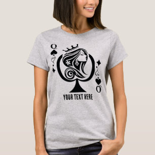 Queen of Spades playing card symbol with elegant T-Shirt