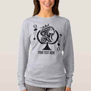 Queen of Spades playing card symbol with elegant T-Shirt