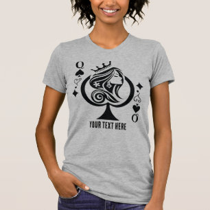 Queen of Spades playing card symbol with elegant T-Shirt