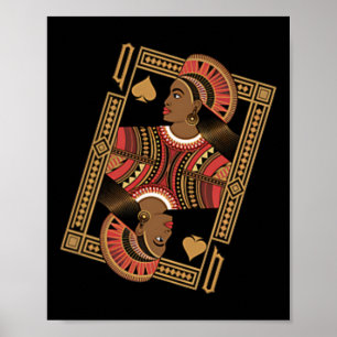 Queen Of Spades Poker Card Afro American Black His Poster