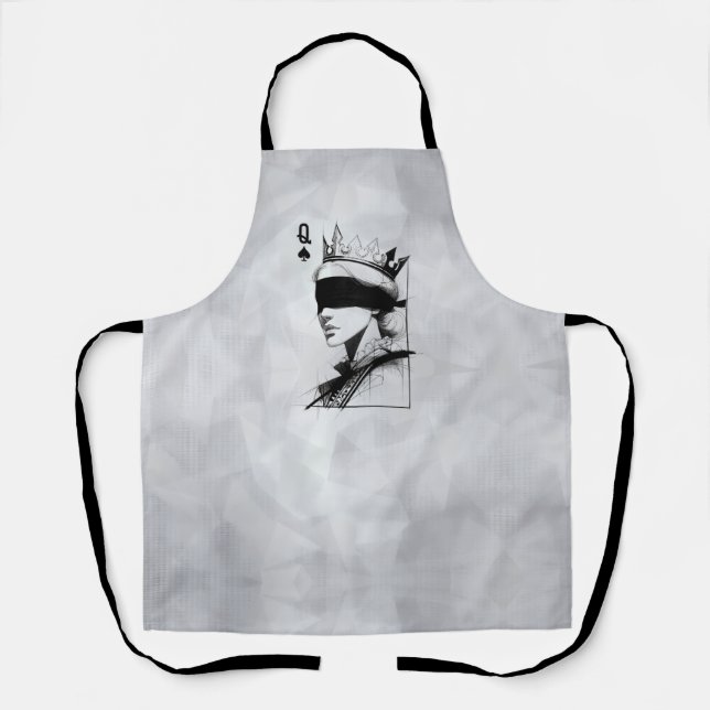 Queen of Spades (Style 1) Fine Art Drawing Apron (Front)