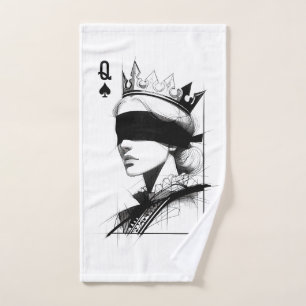 Queen of Spades (Style 1) Fine Art Drawing Hand Towel