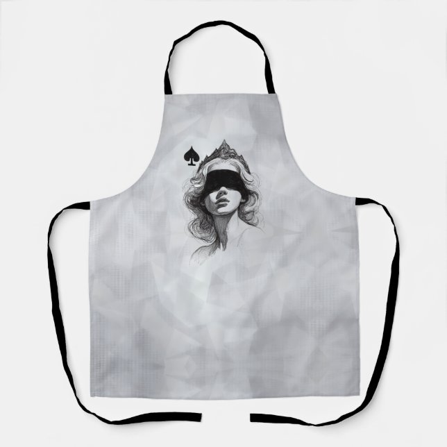 Queen of Spades (Style 2) Fine Art Drawing Apron (Front)