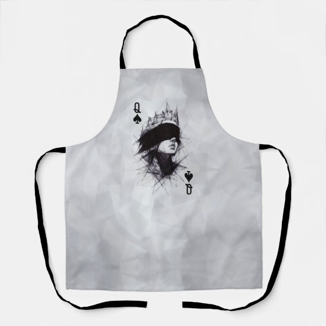 Queen of Spades (Style 3) Fine Art Drawing Apron (Front)