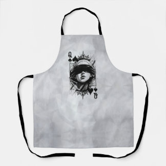 Queen of Spades (Style 4) Fine Art Drawing Apron