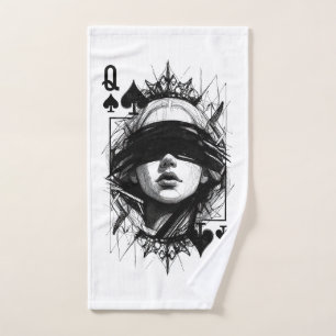 Queen of Spades (Style 4) Fine Art Drawing Hand Towel
