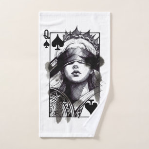 Queen of Spades (Style 5) Fine Art Drawing Hand Towel