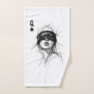 Queen of Spades (Style 6) Fine Art Drawing Hand Towel