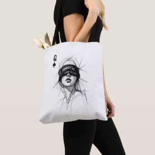 Queen of Spades (Style 6) Fine Art Drawing Tote Bag