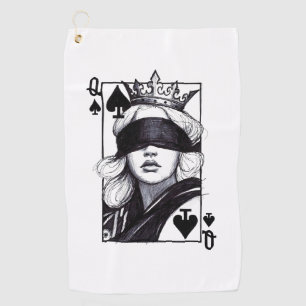 Queen of Spades (Style 7) Fine Art Drawing Golf Towel