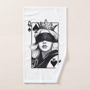 Queen of Spades (Style 7) Fine Art Drawing Hand Towel