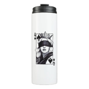 Queen of Spades (Style 7) Fine Art Drawing Thermal Tumbler