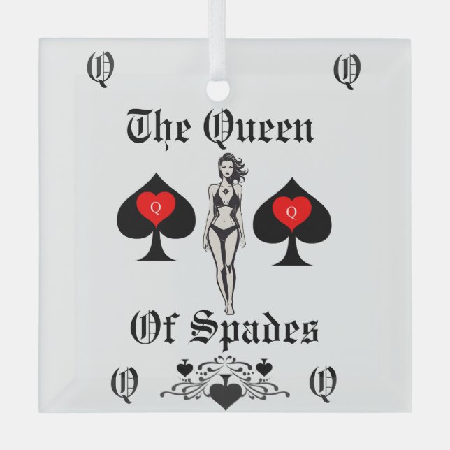 Queen of Spades Tarot Card Thunder_Cove Glass Tree Decoration (Front)