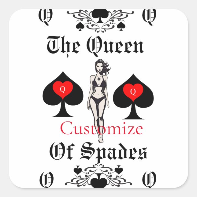 Queen of Spades Tarot Card Thunder_Cove Square Sticker (Front)