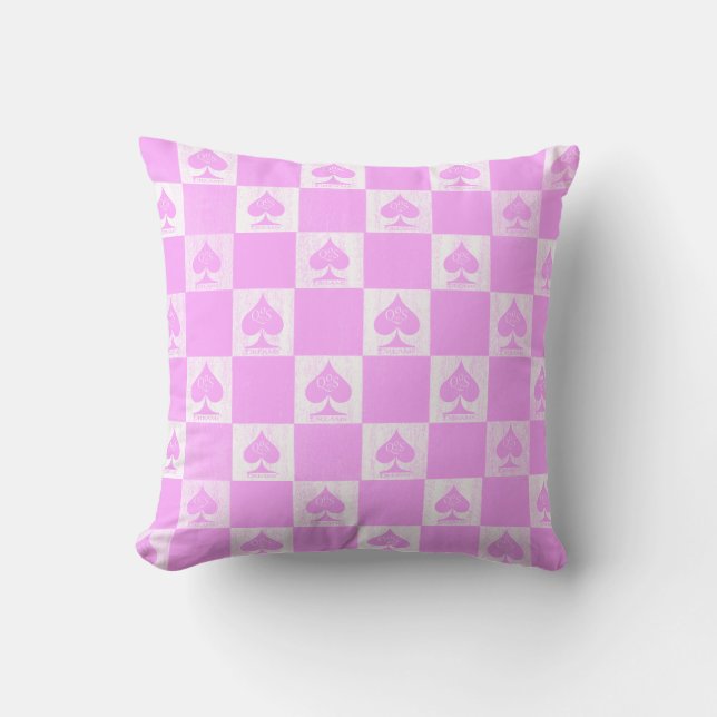 Queen of Spades Throw Pillow Cute Checkers QoS (Front)