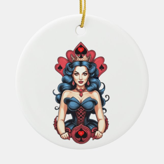 Queen of Spades Thunder_Cove Ceramic Tree Decoration (Front)