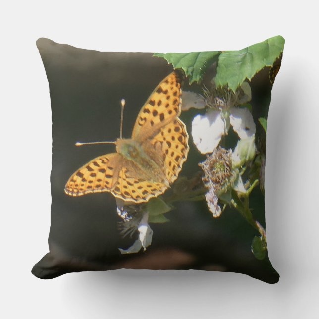 Queen of Spain fritillary Butterfly Throw Pillow (Front)