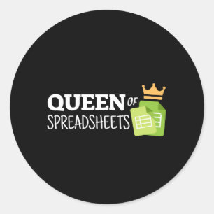 Queen of spreadsheets classic round sticker