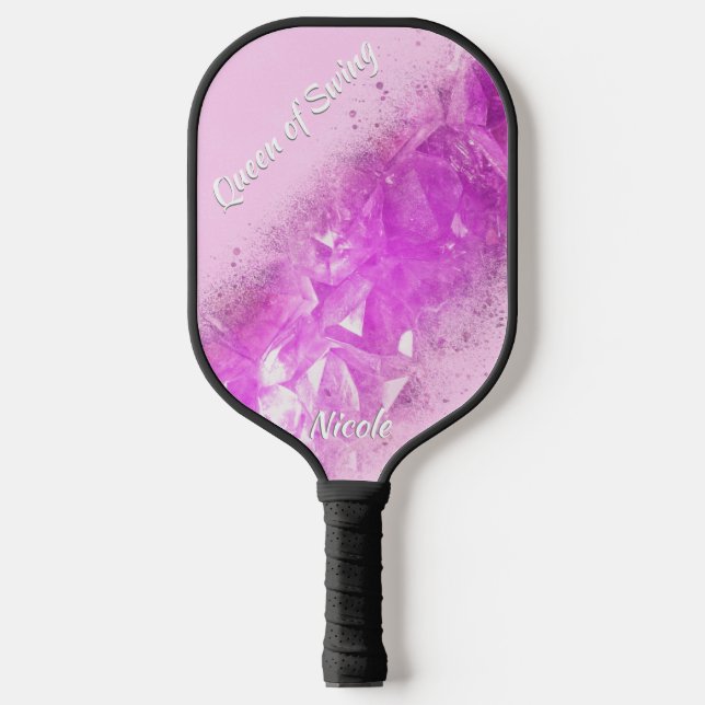 Queen Of Swing Purple Gems Spraypaint Pickleball Paddle (Front)