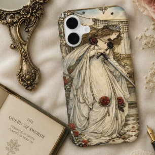 Queen of Swords Tarot Card Art Nouveau Vintage