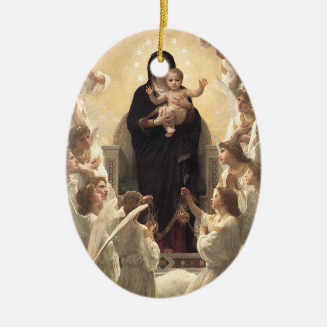 Queen of the Angels Regina Angelorum by Bouguereau Ceramic Tree Decoration (Front)