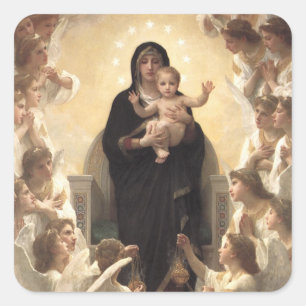 Queen of the Angels Regina Angelorum by Bouguereau Square Sticker