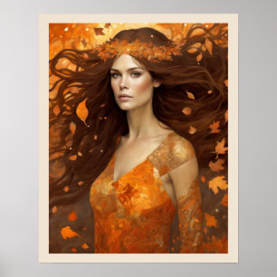 Queen of the Autumn Woods Woman Art Nuevo Print