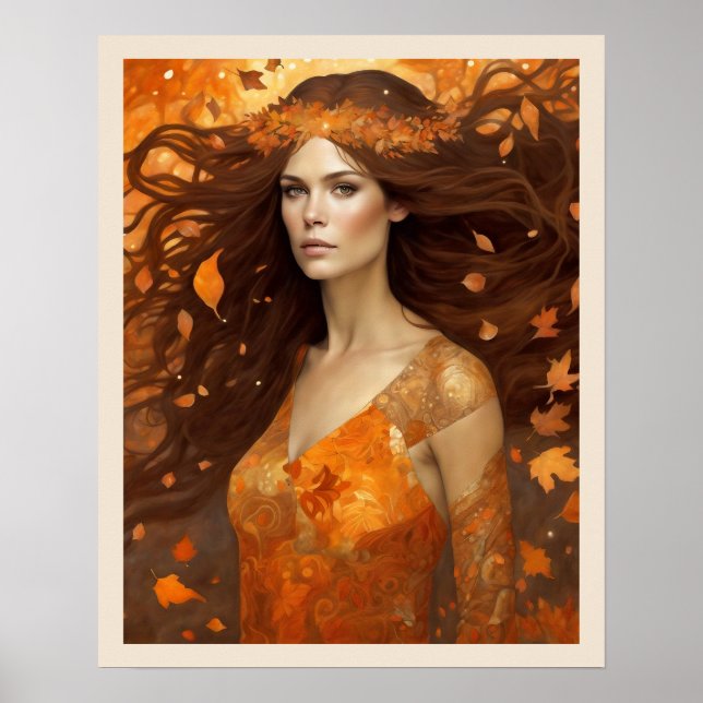 Queen of the Autumn Woods Woman Art Nuevo Print (Front)