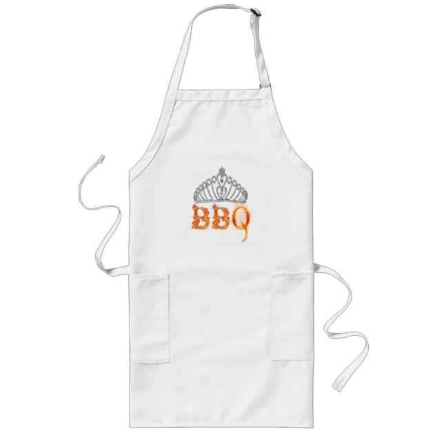 Queen Of The BBQ Crown Foodie Mum For Women Long Apron (Front)