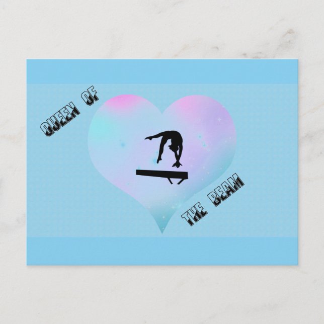 Queen of the Beam Gymnastics Postcard Blue (Front)