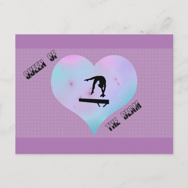 Queen of the Beam Gymnastics Postcard Purple (Front)