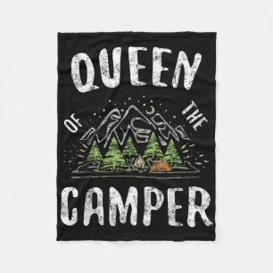 Queen Of The Camper Camping Shirt Fleece Blanket