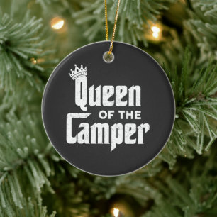 Queen Of The Camper Funny Camping Outdoor Women RV Ceramic Tree Decoration