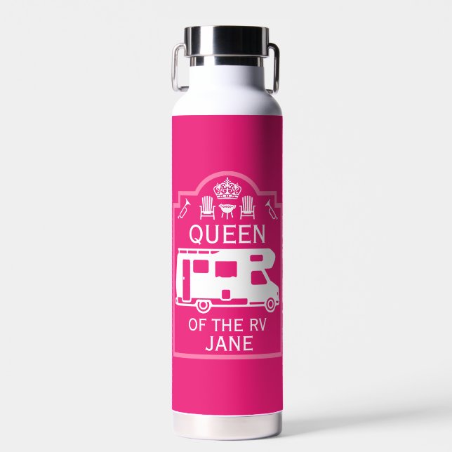 Queen Of The Camper RV Water Bottle (Front)