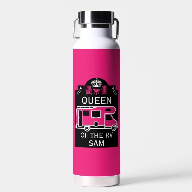Queen Of The Camper RV Water Bottle (Front)