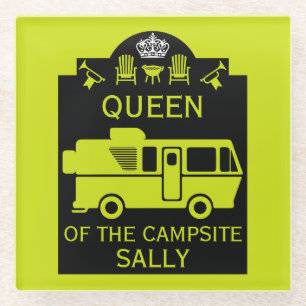 Queen Of The Campsite Glass Coaster