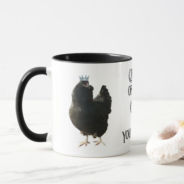 Queen of the Coop Ameraucana with Crown Mug (With Donut)