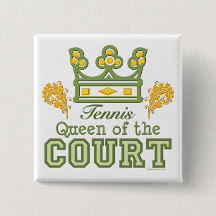 Queen Of The Court Tennis Button