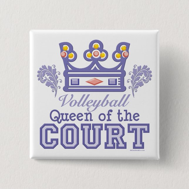 Queen of the Court Volleyball Button (Front)