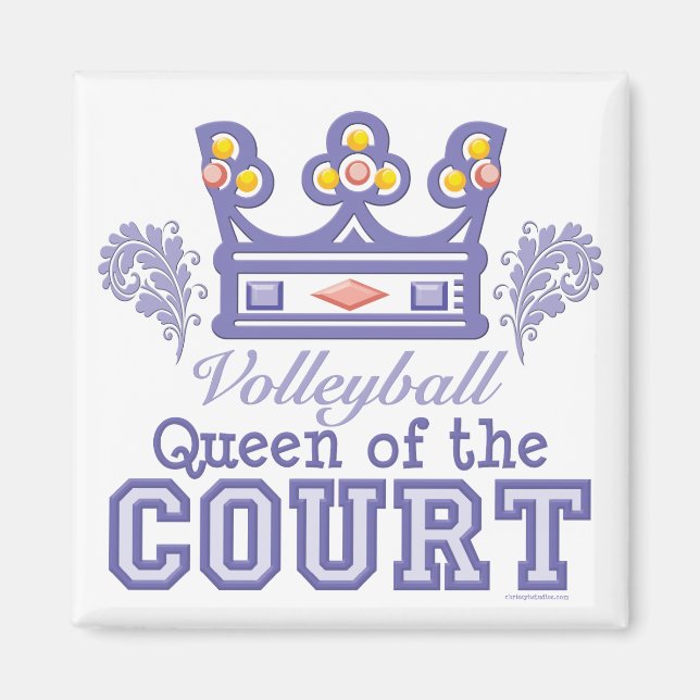 Queen of the Court Volleyball Square Magnet (Front)