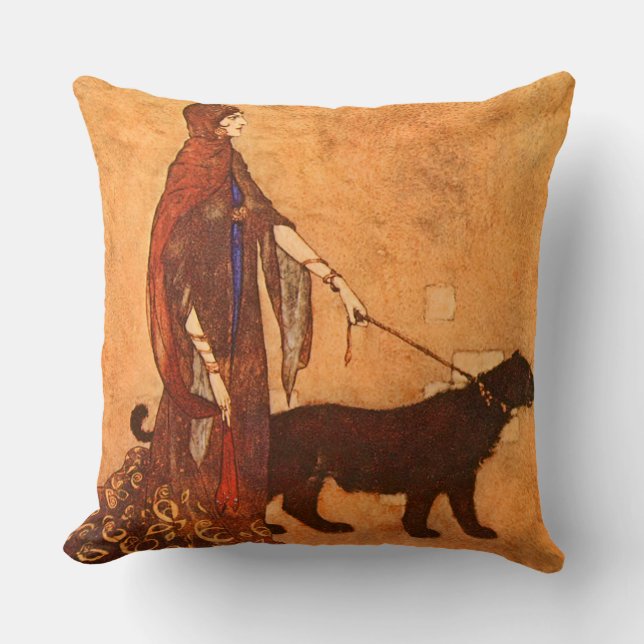 Queen of the Ebony Isles Edmund Dulac Fine Art Cushion (Front)