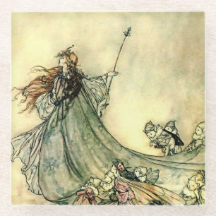 “Queen of the Fairies” by Arthur Rackham Glass Coaster
